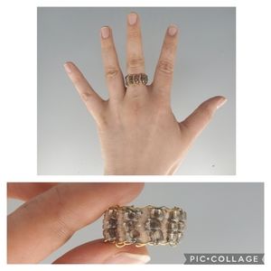 Gold and Peach Beaded Ring